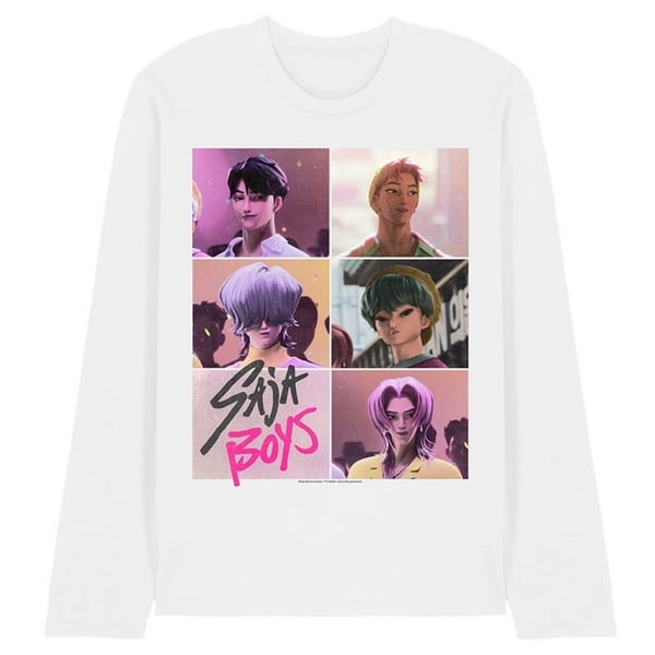 K-Pop Demon Hunters Unisex Adult Saja Boys Grid Long-Sleeved T-Shirt