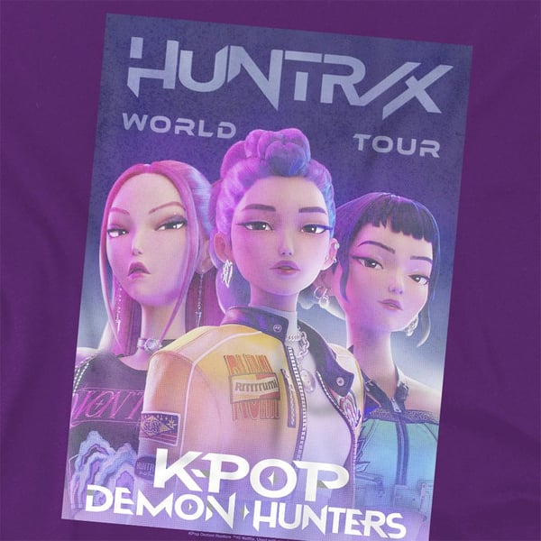K-Pop Demon Hunters Unisex Adult World Tour Huntr/X Poster T-Shirt