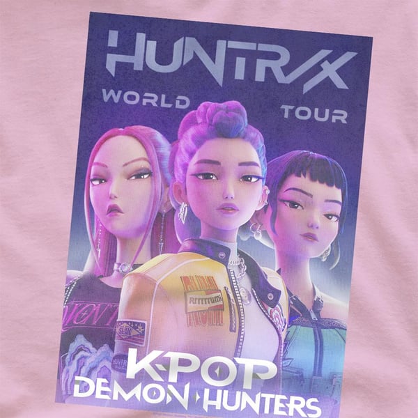 K-Pop Demon Hunters Unisex Adult World Tour Huntr/X Poster T-Shirt