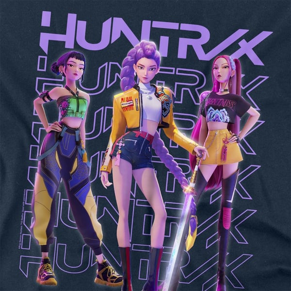 K-Pop Demon Hunters Unisex Vuxen Huntr/X Gruppbild Långärmad T-shirt