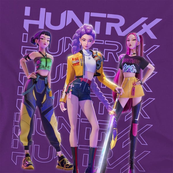 K-Pop Demon Hunters Unisex Adult Huntr/X Group Pose T-Shirt