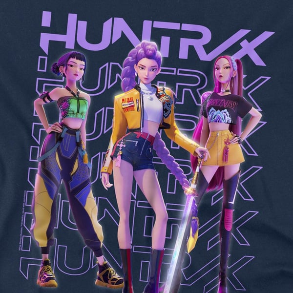 K-Pop Demon Hunters Unisex Adult Huntr/X Group Pose T-Shirt
