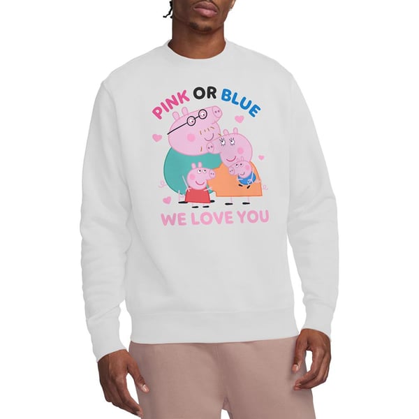Peppa Pig Unisex Adult Pink Or Blue We Love You Sweatshirt