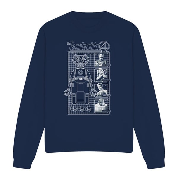 Fantastic Four Unisex Adult First Family And Herbie Blueprint Sweatshirt