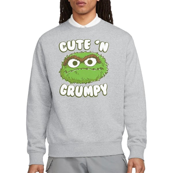 Sesame Street Unisex Adult Cute N Grumpy Heather Sweatshirt