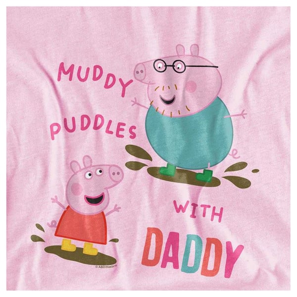 Peppa Pig Girls Muddy Puddles With Daddy Cotton T-Shirt