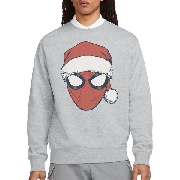 Spider-Man Unisex Adult Santa Hat Heather Christmas Sweatshirt