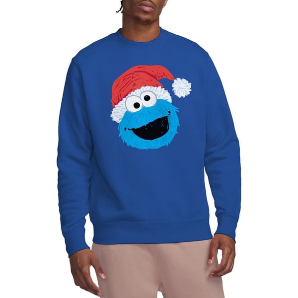 Sesame Street Unisex Adult Cookie Monster Scribble Christmas Sweatshirt