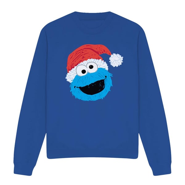 Sesame Street Unisex Adult Cookie Monster Scribble Christmas Sweatshirt
