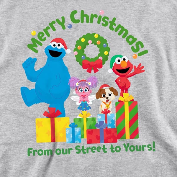 Sesame Street Unisex Adult From Our Street To Yours Heather Christmas Sweatshirt