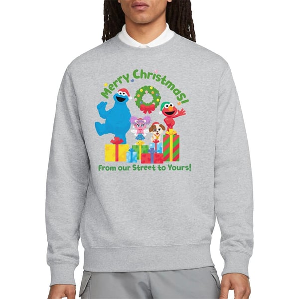 Sesame Street Unisex Adult From Our Street To Yours Heather Christmas Sweatshirt