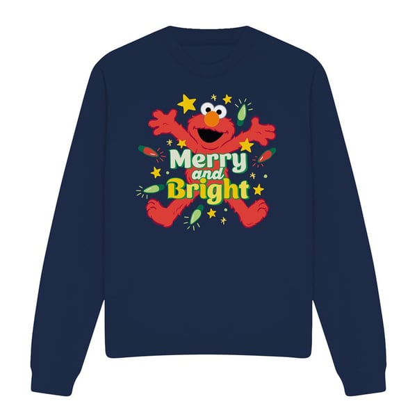 Sesame Street Unisex Adult Merry And Bright Elmo Christmas Sweatshirt