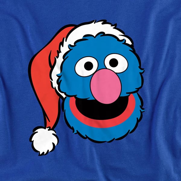 Sesame Street Unisex Adult Grover Santa Hat Christmas Sweatshirt