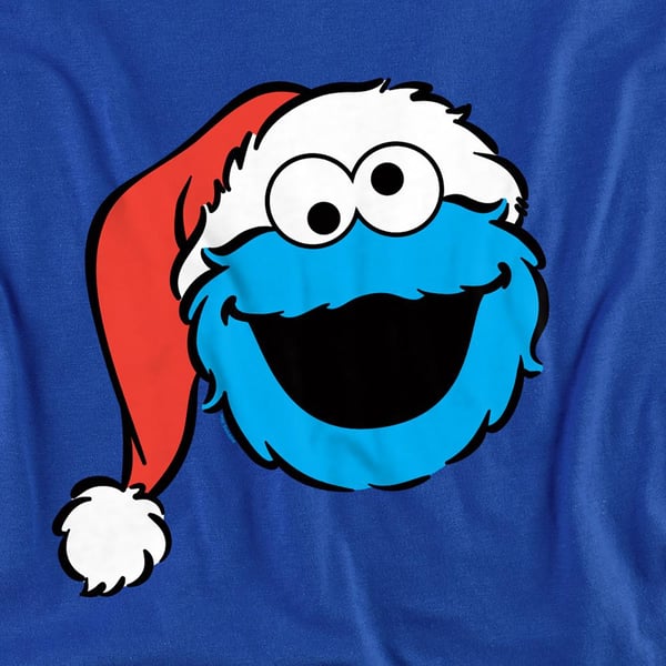 Sesame Street Unisex Adult Cookie Monster Santa Hat Christmas Sweatshirt