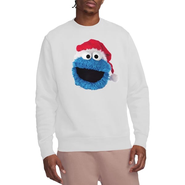 Sesame Street Unisex Adult Cookie Monster Hat Christmas Sweatshirt