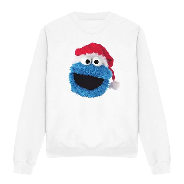 Sesame Street Unisex Adult Cookie Monster Hat Christmas Sweatshirt