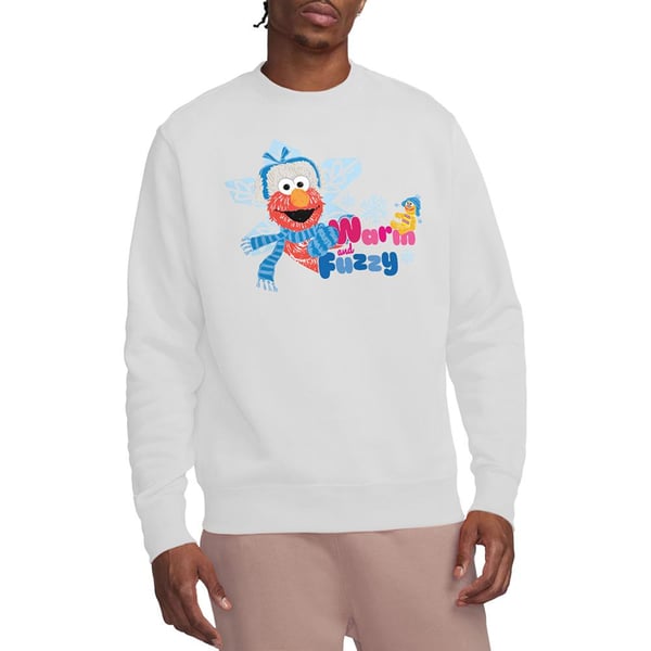 Sesame Street Unisex Adult Warm And Fuzzy Holiday Elmo Sweatshirt