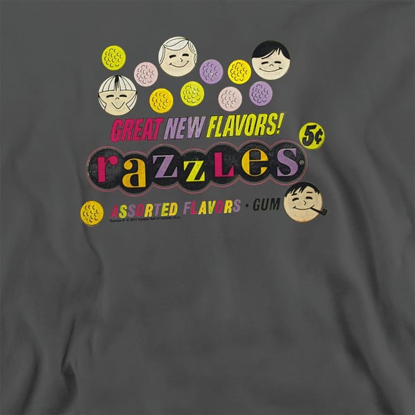 Dubble Bubble Unisex Adult Razzles Retro Box Heather Sweatshirt