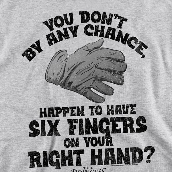 The Princess Bride Unisex Adult By Chance 6 Fingered Gloves Sweatshirt