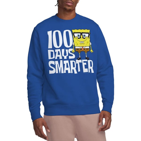 SpongeBob SquarePants Unisex Adult 100 Days Smarter Sweatshirt