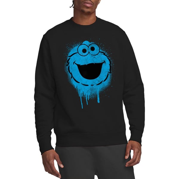 Sesame Street Unisex Adult Spray Face Cookie Monster Graffiti Sweatshirt
