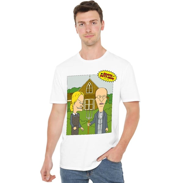 Beavis & Butthead Unisex Adult American Gothic T-Shirt