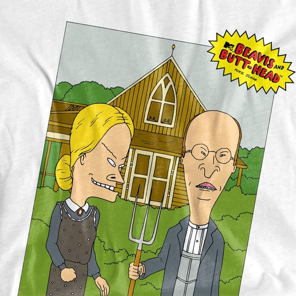 Beavis & Butthead Unisex Adult American Gothic T-Shirt
