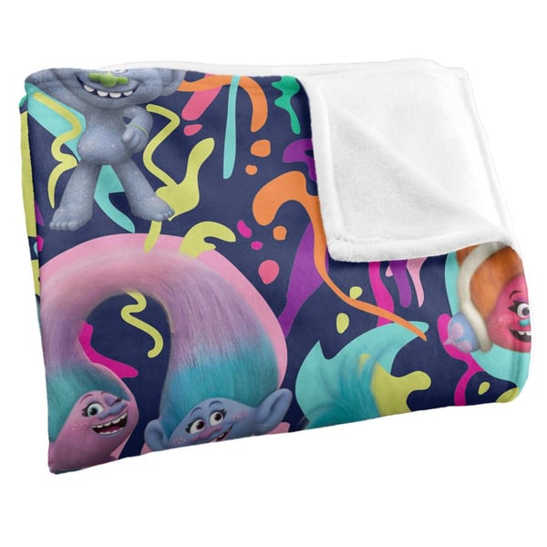 Trolls Trippy Silky -kuvioitu pehmeä peitto