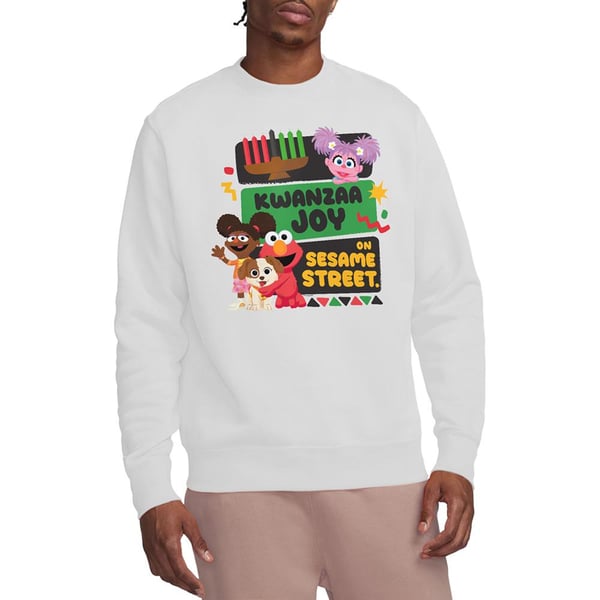 Sesame Street Unisex Adult Kwanzaa Joy Gabrielle And Elmo Sweatshirt