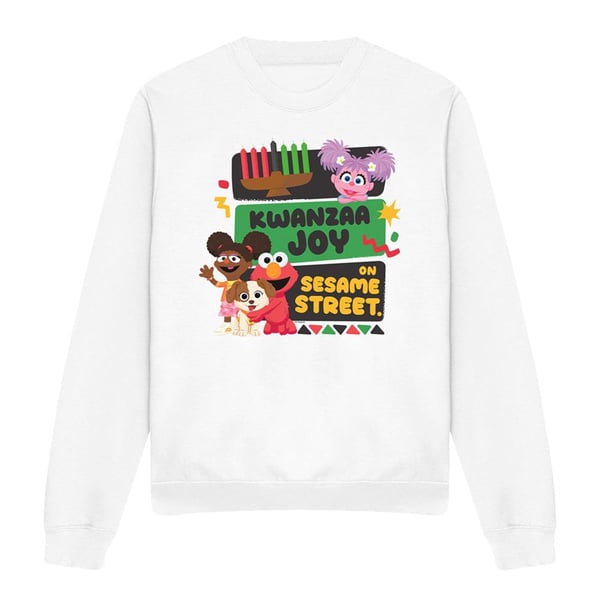 Sesame Street Unisex Adult Kwanzaa Joy Gabrielle And Elmo Sweatshirt
