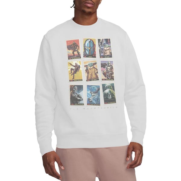 Star Wars: The Mandalorian Unisex Adult Trading Card Grid Distressed Sweatshirt