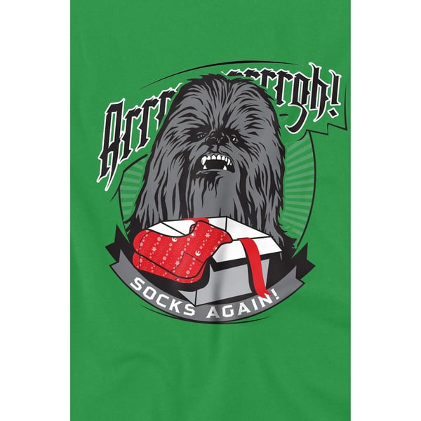 Star Wars Mens Arrrrgh! Socks Again! Chewbacca Christmas T-Shirt