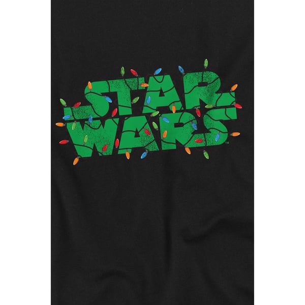 Star Wars Mens Christmas Lights Logo T-Shirt