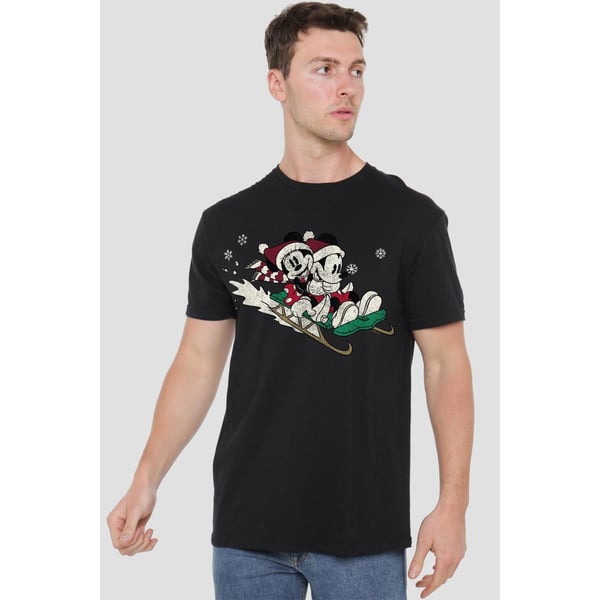 Disney Herrar Kälkåkning till jul Musse & Mimmi Pigg T-shirt