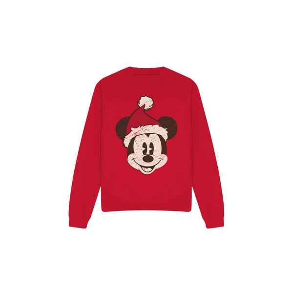 Disney Unisex Adult Mickey Mouse Santa Face Sweatshirt
