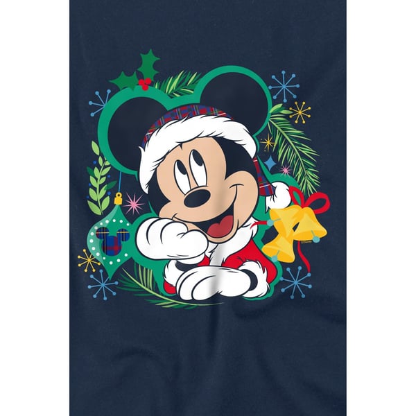 Disney Mens Mickey Mouse Wreath Christmas T-Shirt