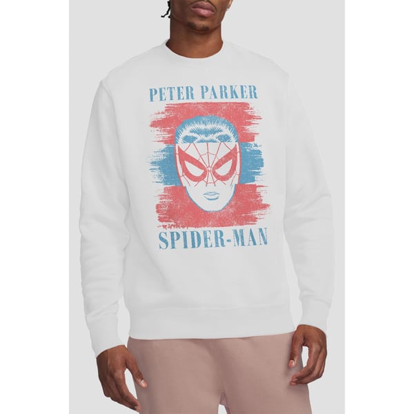Spider-Man Unisex Adult Peter Parker Striped Sweatshirt
