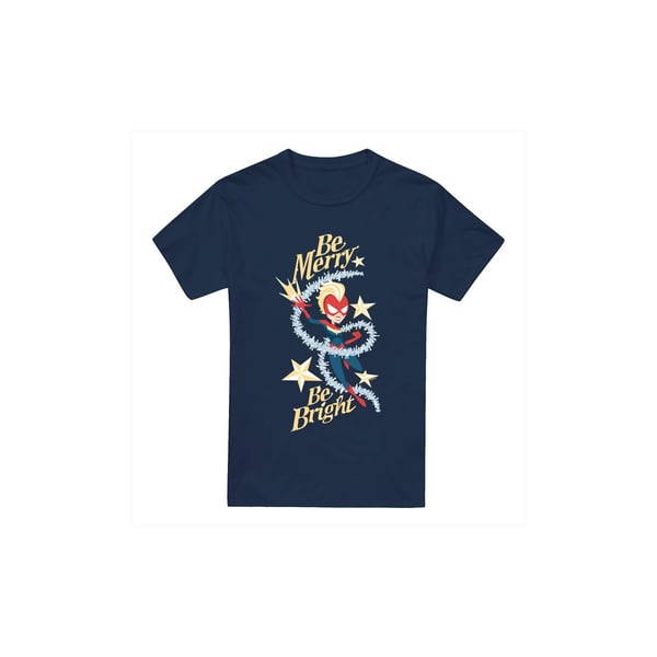 Captain Marvel Miesten Be Merry Be Bright T-paita