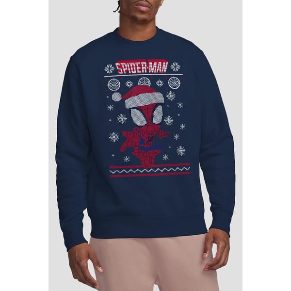 Spider-Man Unisex Adult Snowflake Christmas Sweater Sweatshirt