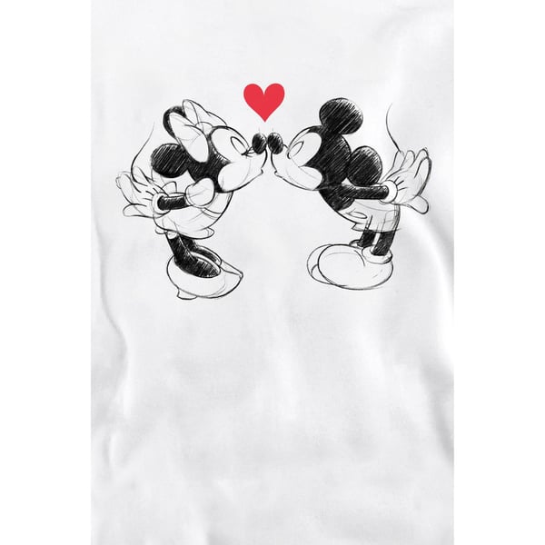 Disney Unisex Adult Mickey & Minnie Mouse Kiss Sketch Valentine`s Day Sweatshirt