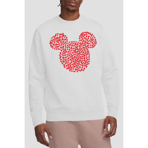 Disney Unisex Adult Mickey Mouse Heart Ears Silhouette Valentine`s Day Sweatshirt