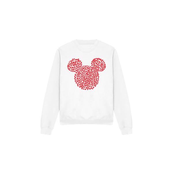 Disney Unisex Adult Mickey Mouse Heart Ears Silhouette Valentine`s Day Sweatshirt