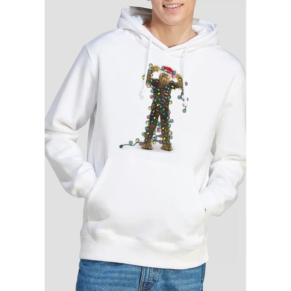 Star Wars Mens Chewbacca Fairy Lights Christmas Hoodie
