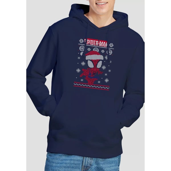 Spider-Man Mens Snowflake Christmas Sweater Hoodie