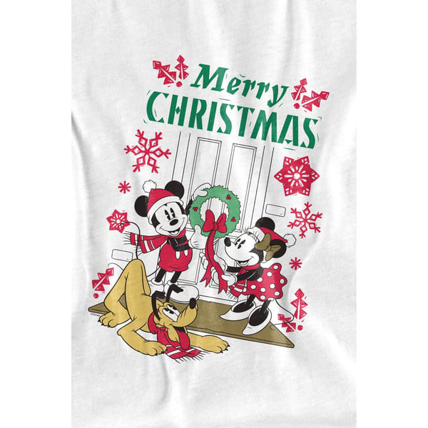 Disney Mens Mickey & Minnie Mouse Wreath Christmas T-Shirt