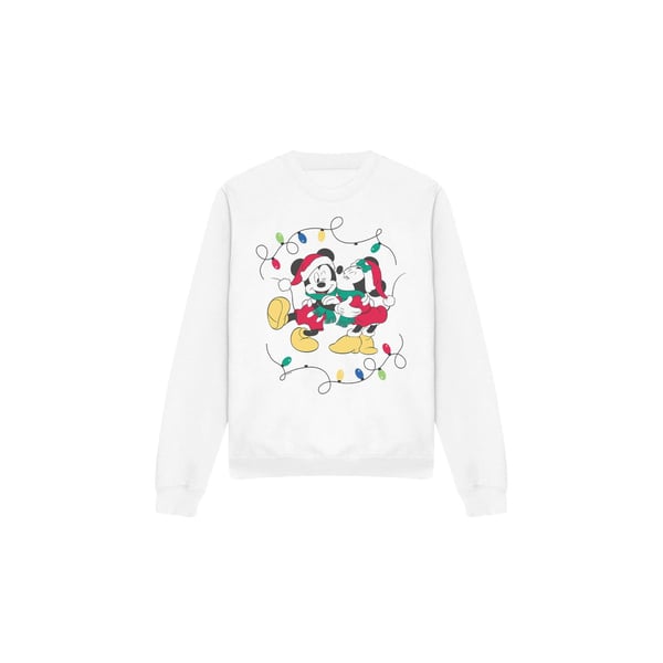 Disney Unisex Adult Mickey & Minnie Mouse Kiss Christmas Sweatshirt