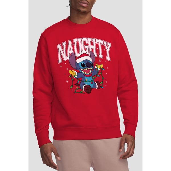 Lilo & Stitch Unisex Adult Naughty Stitch Christmas Lights Sweatshirt