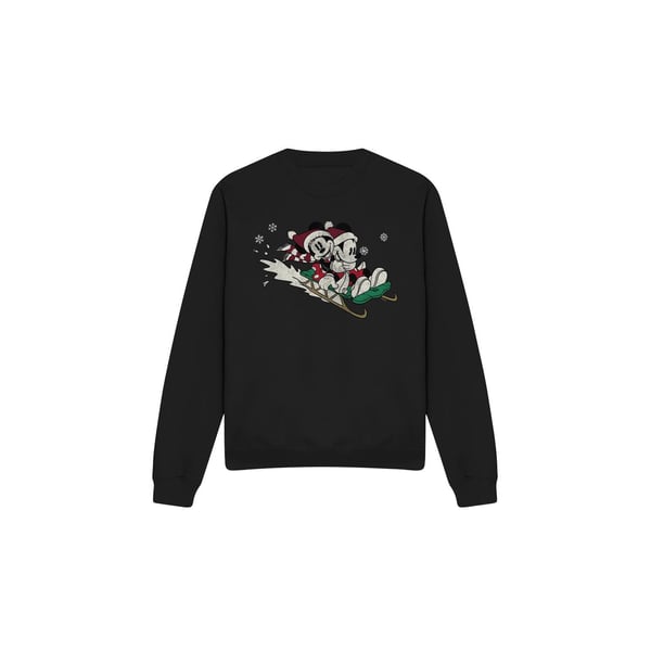 Disney Unisex Adult Sledding For Christmas Mickey & Minnie Mouse Sweatshirt