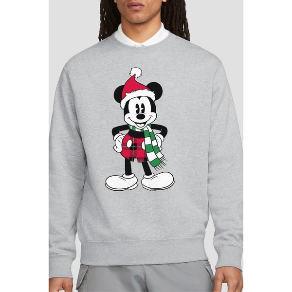 Disney Unisex Adult Mickey Mouse Tartan Christmas Sweatshirt