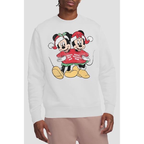 Disney Unisex Adult Mickey & Minnie Mouse Christmas Sweater Sweatshirt